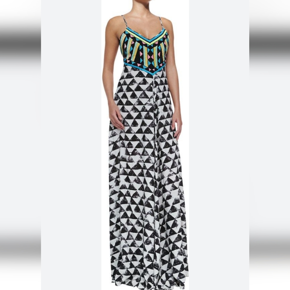 Mara Hoffman Beaded Geometric Print Maxi Dress Size XS